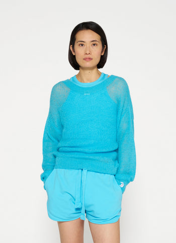 loose thin knit sweater | laguna blue