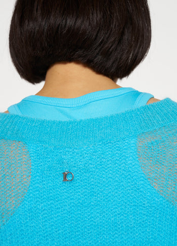 loose thin knit sweater | laguna blue