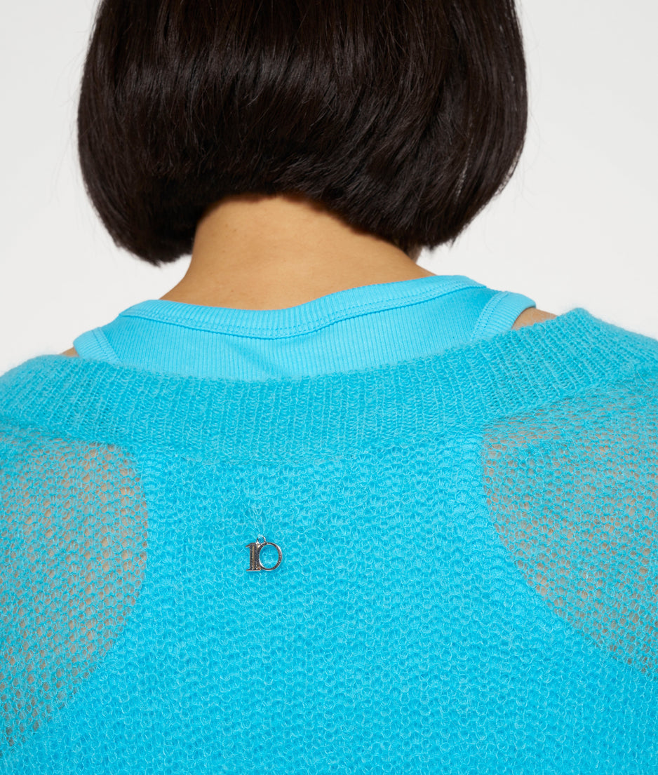 loose thin knit sweater | laguna blue