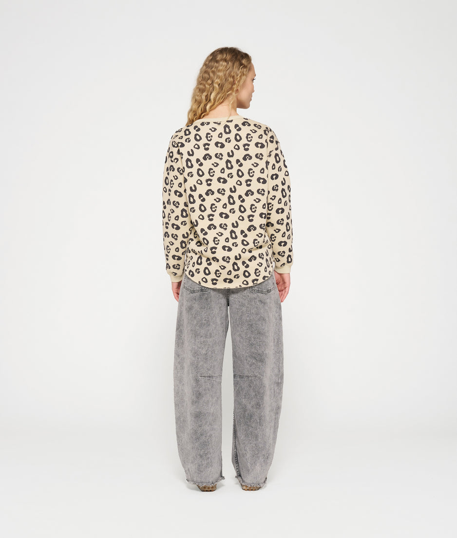 raw edge sweater leopard | oyster