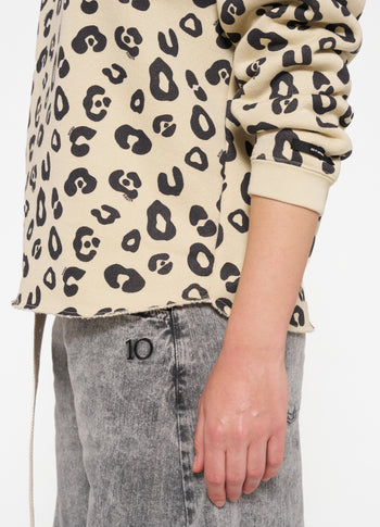 raw edge sweater leopard | oyster