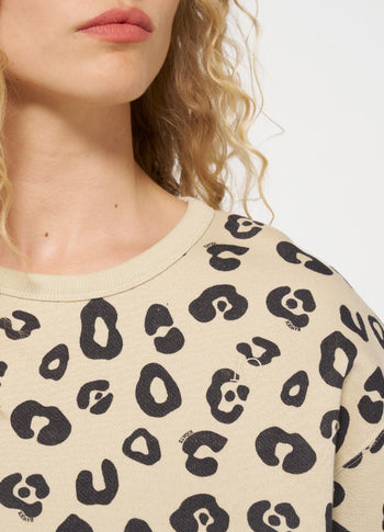 raw edge sweater leopard | oyster