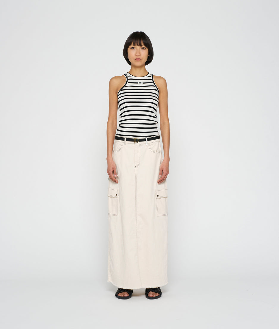 tank top rib stripe | ecru/black