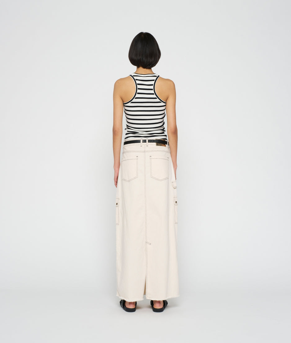 tank top rib stripe | ecru/black