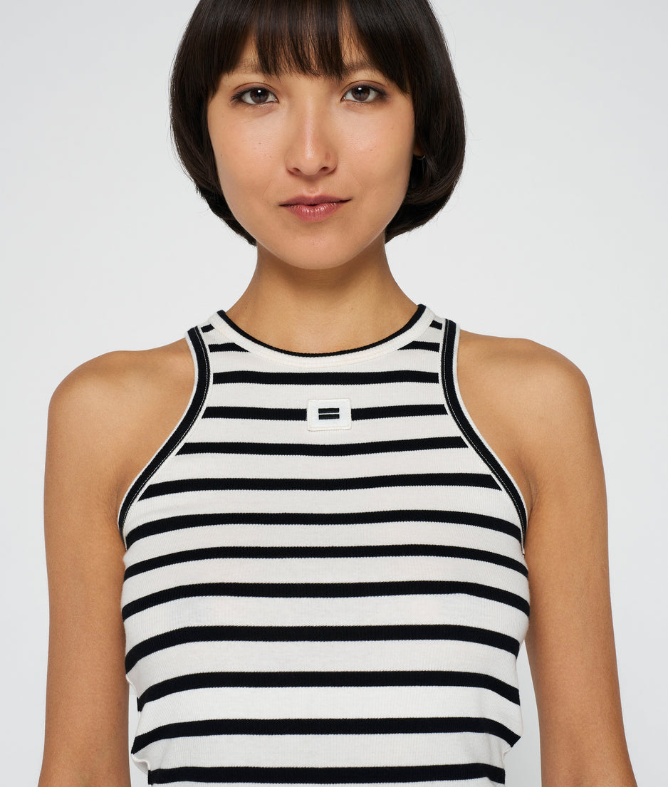 tank top rib stripe | ecru/black