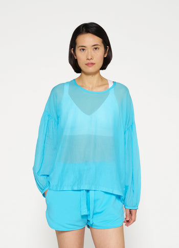 ballon sleeve blouse | laguna blue