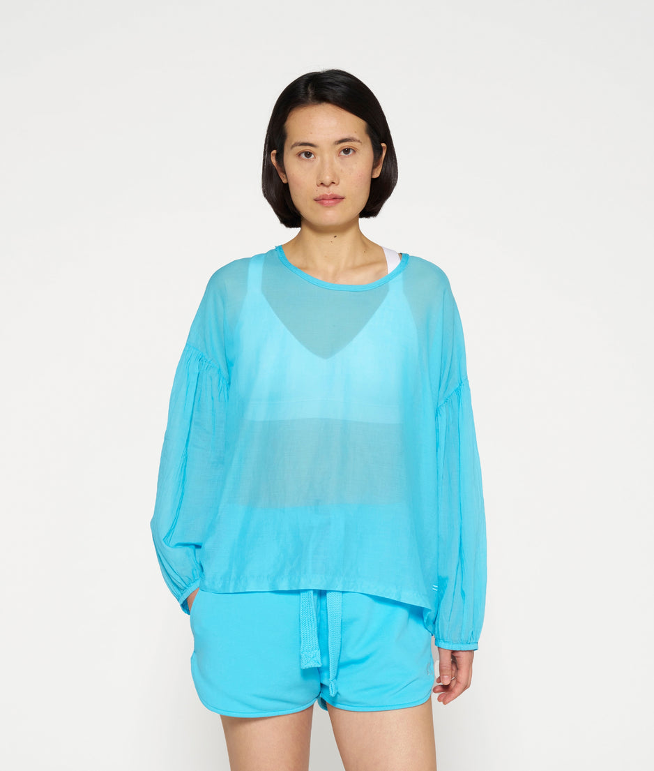 ballon sleeve blouse | laguna blue