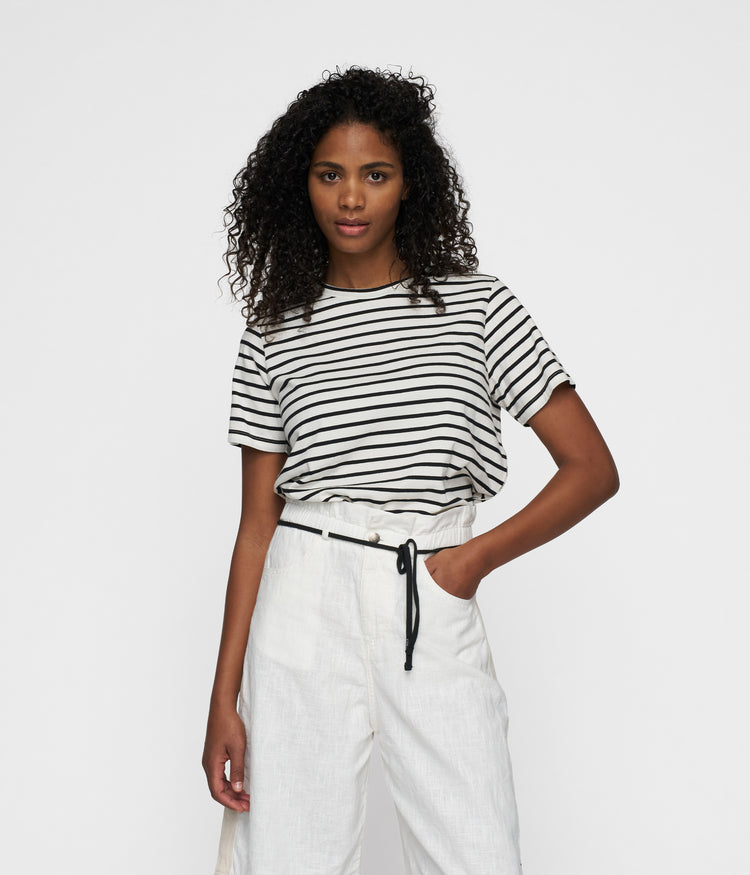 petite tee stripes | ecru/black