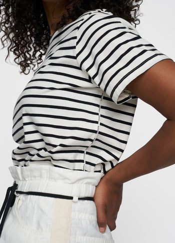 petite tee stripes | ecru/black