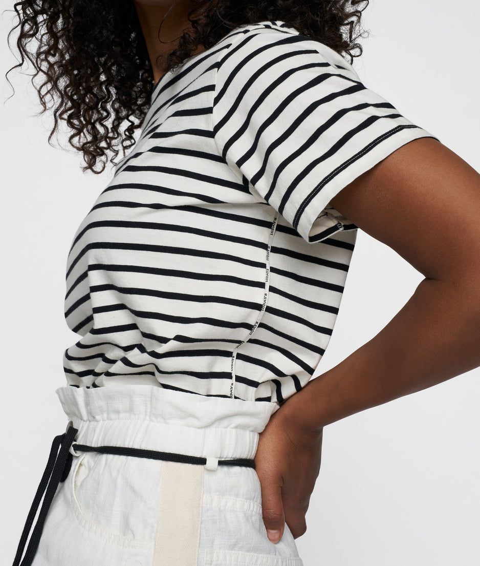 petite tee stripes | ecru/black