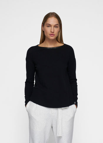 long sleeve tee linen | black