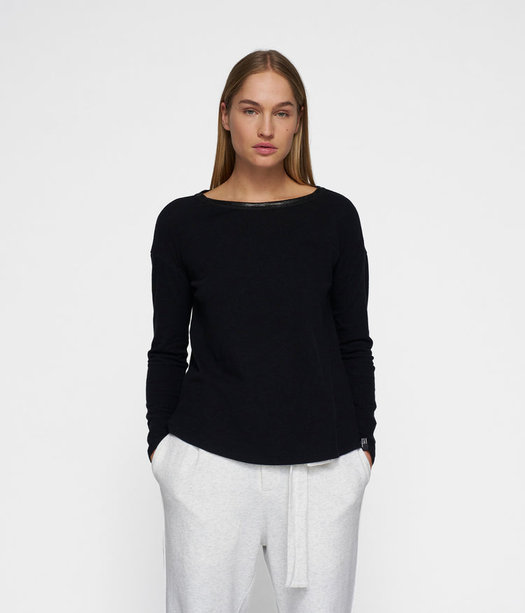 long sleeve tee linen | black