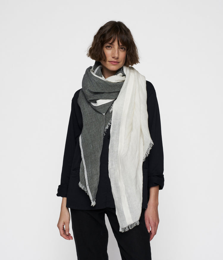 scarf color block | ecru