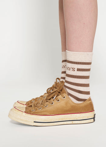 socks stripes | ecru/cedar brown