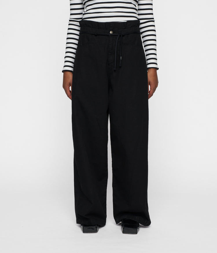 paperbag wide leg pants | black