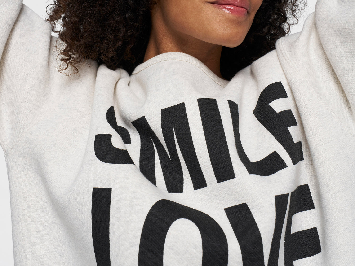 statement sweater smile love | soft white melee