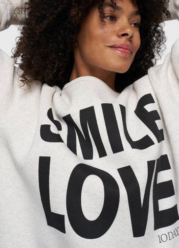 statement sweater smile love | soft white melee