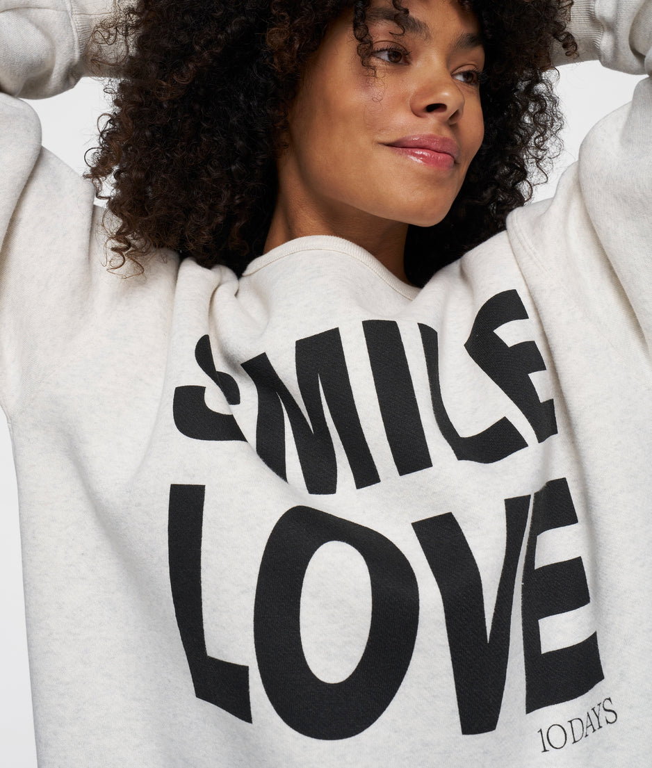 statement sweater smile love | soft white melee