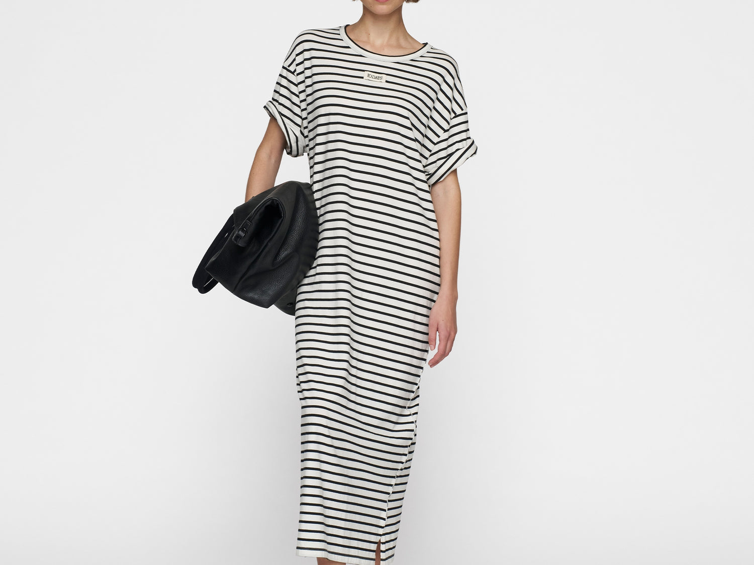 t-shirt dress stripes | ecru/black