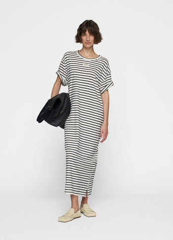 t-shirt dress stripes | ecru/black