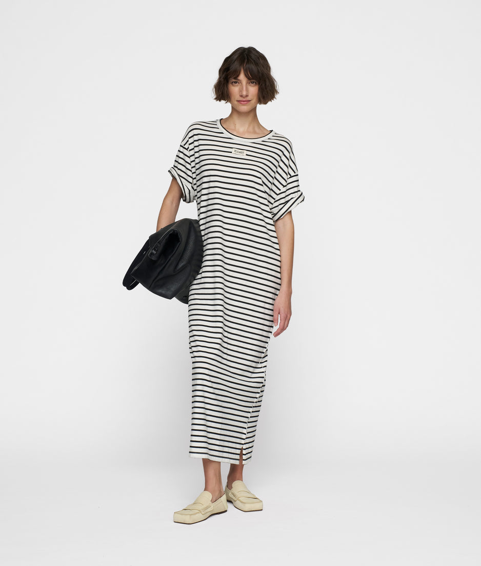 t-shirt dress stripes | ecru/black