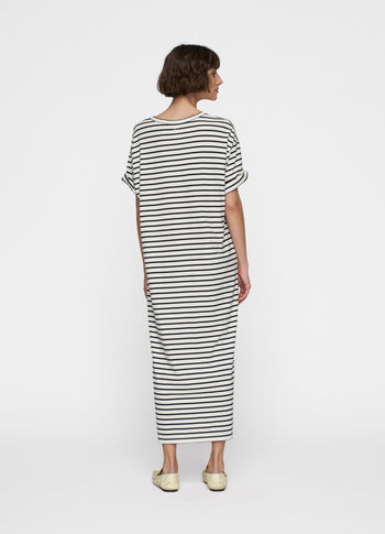 t-shirt dress stripes | ecru/black