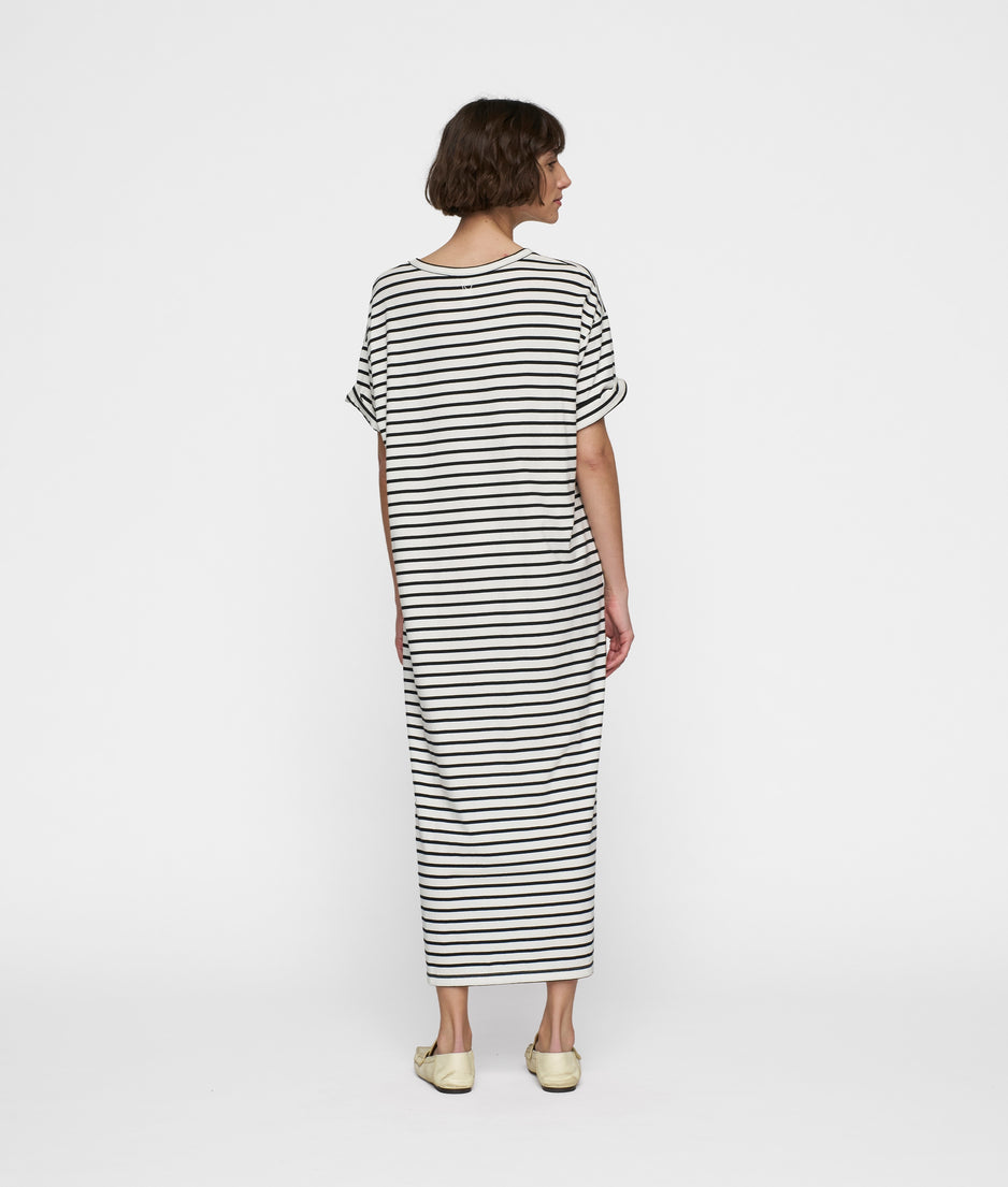 t-shirt dress stripes | ecru/black