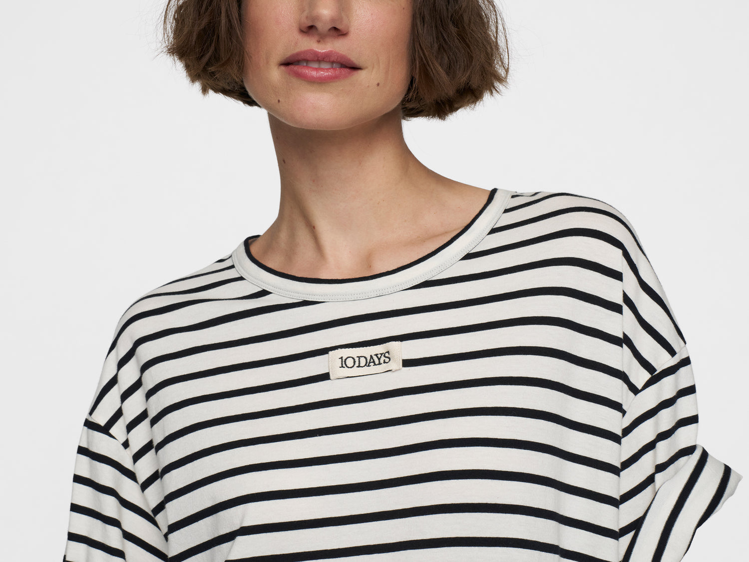 t-shirt dress stripes | ecru/black