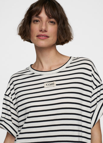 t-shirt dress stripes | ecru/black