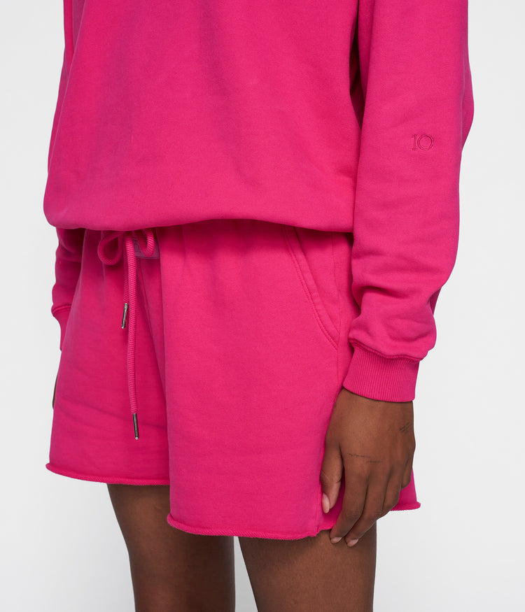 cord sweater | neon pink