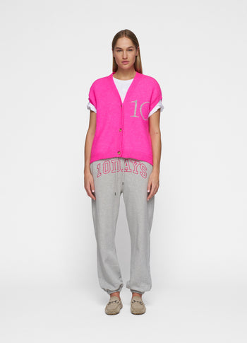 knit gilet | neon pink