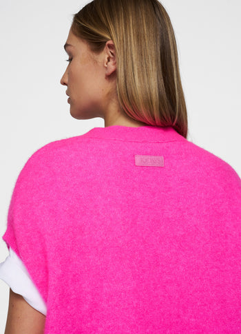 knit gilet | neon pink