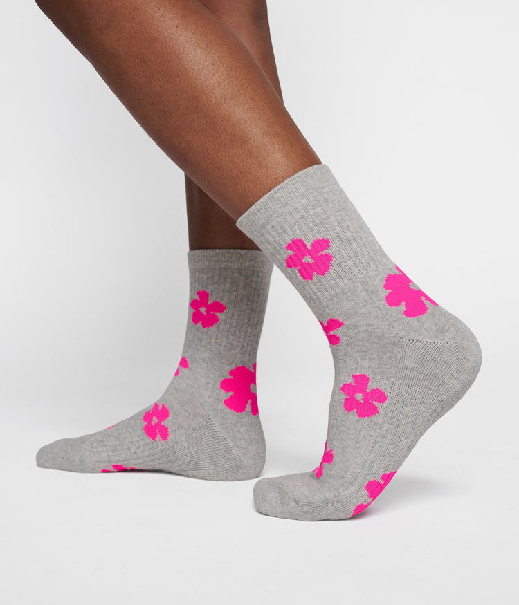 short socks flower | light grey melee