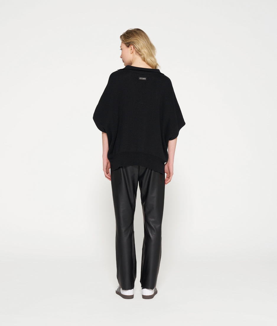 short sleeve knit sweater | black