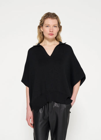 short sleeve knit sweater | black