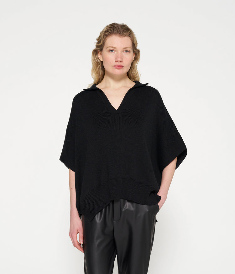 short sleeve knit sweater | black