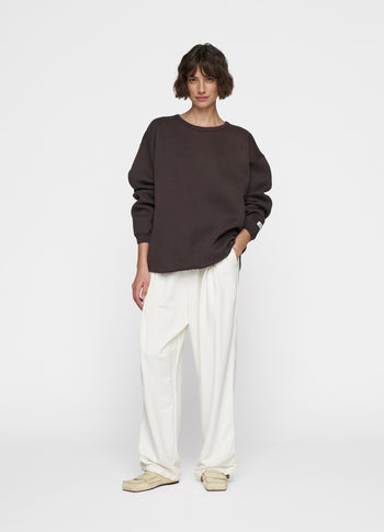 raw edge statement sweater | chocolate