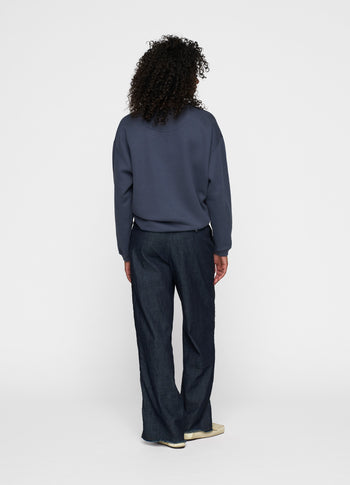 raw edge statement sweater | yale blue