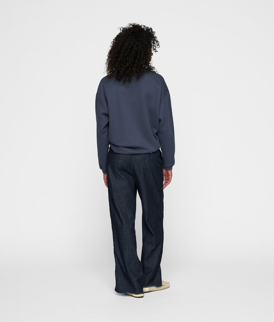 raw edge statement sweater | yale blue