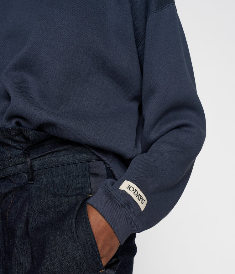 raw edge statement sweater | yale blue