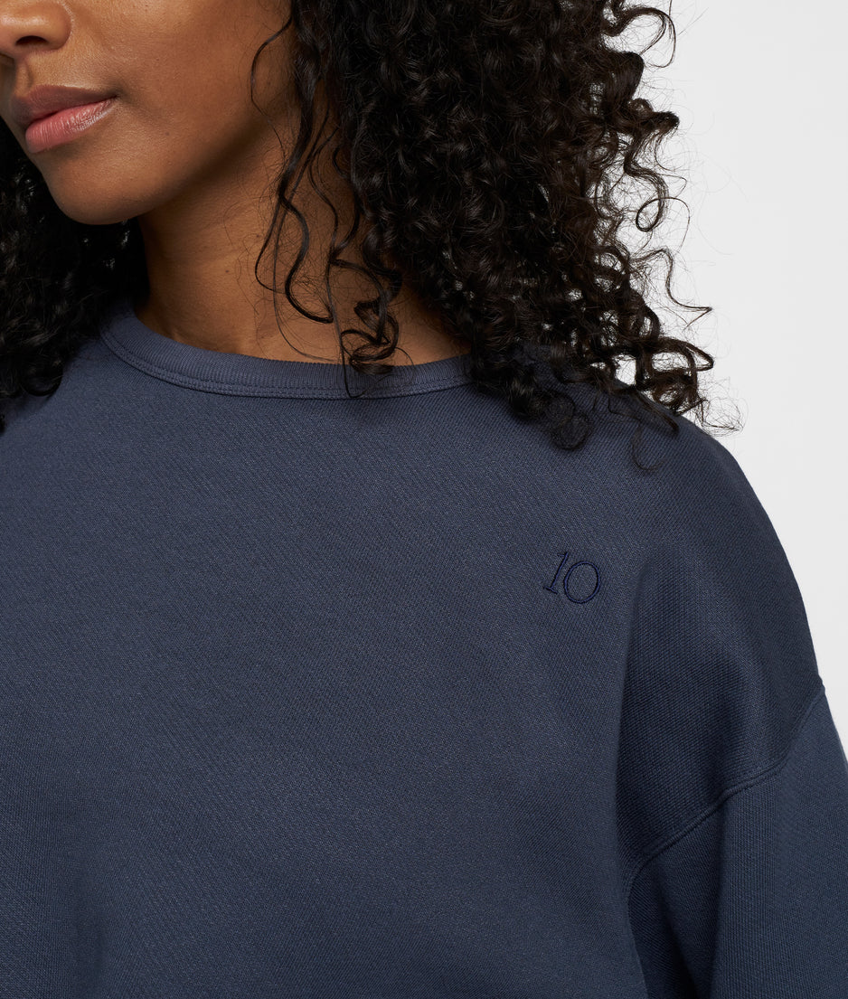 raw edge statement sweater | yale blue