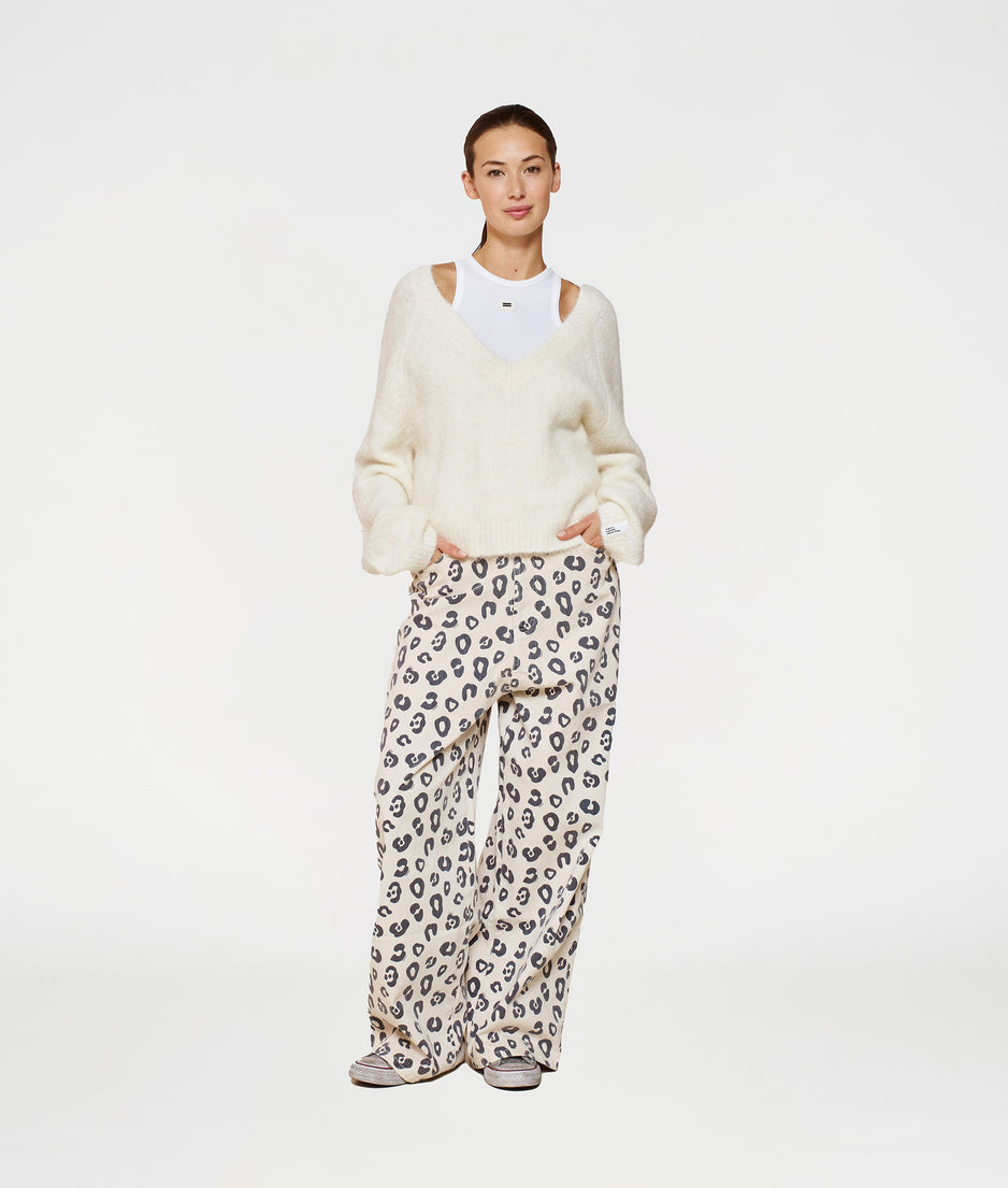 wide twill pants leopard | light natural