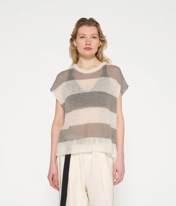 knit top stripes | ecru/sage
