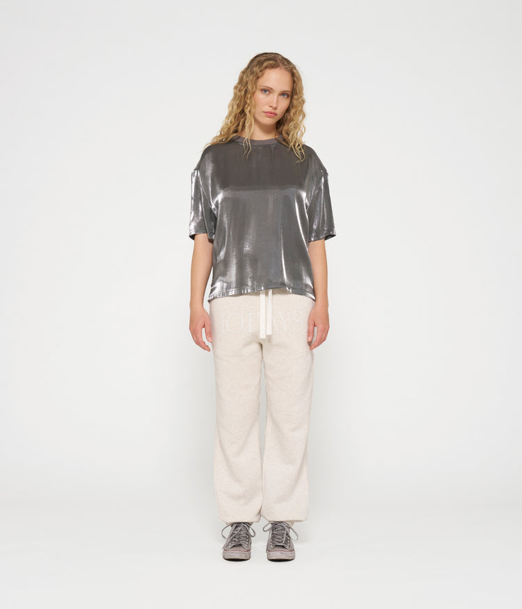 shiny blouse tee | silver