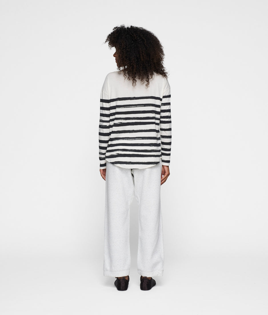 long sleeve tee painted stripes | ecru