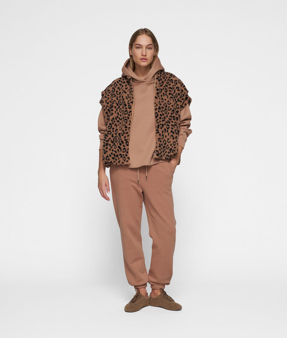 teddy gilet leopard | dark fudge