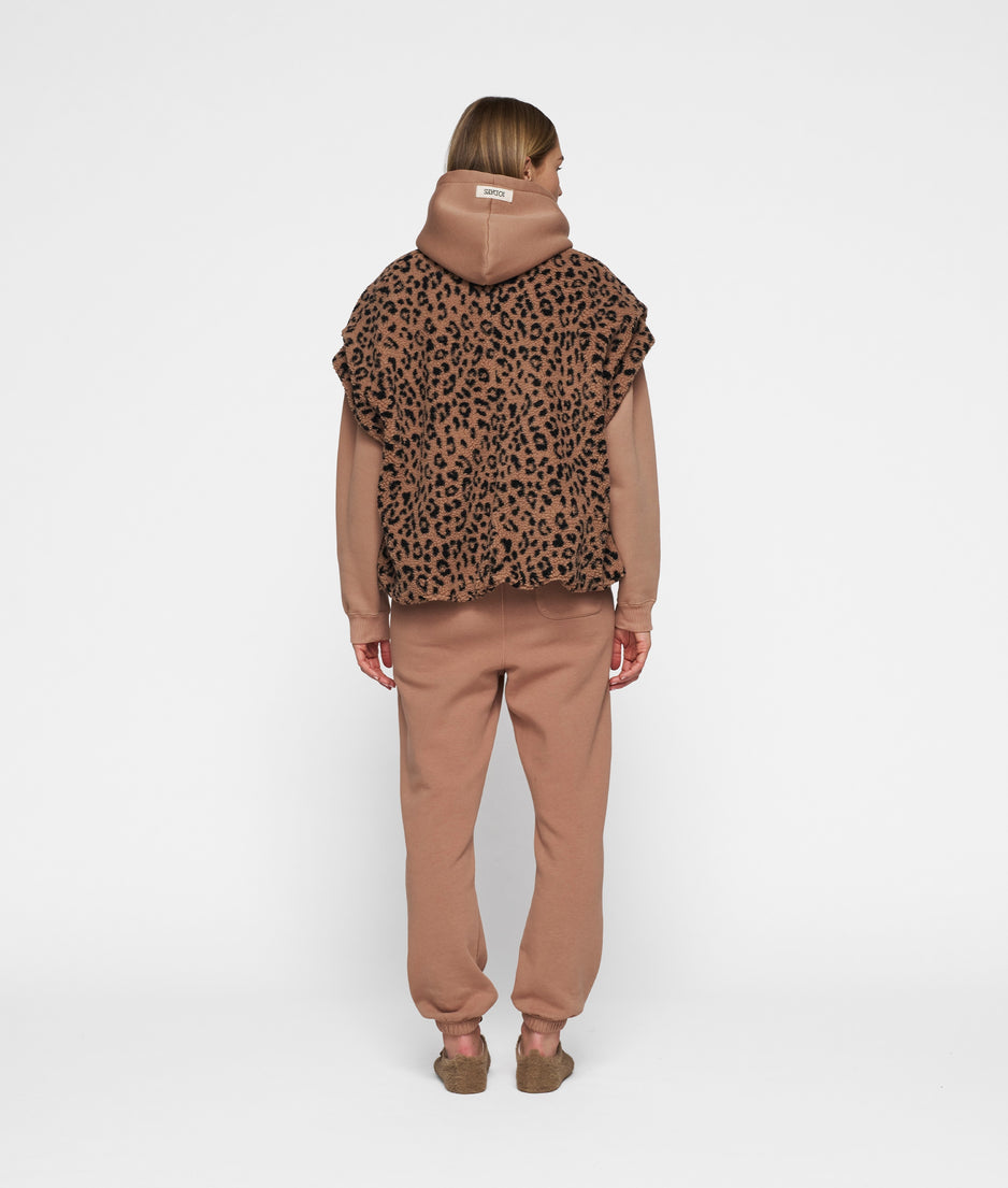 teddy gilet leopard | dark fudge