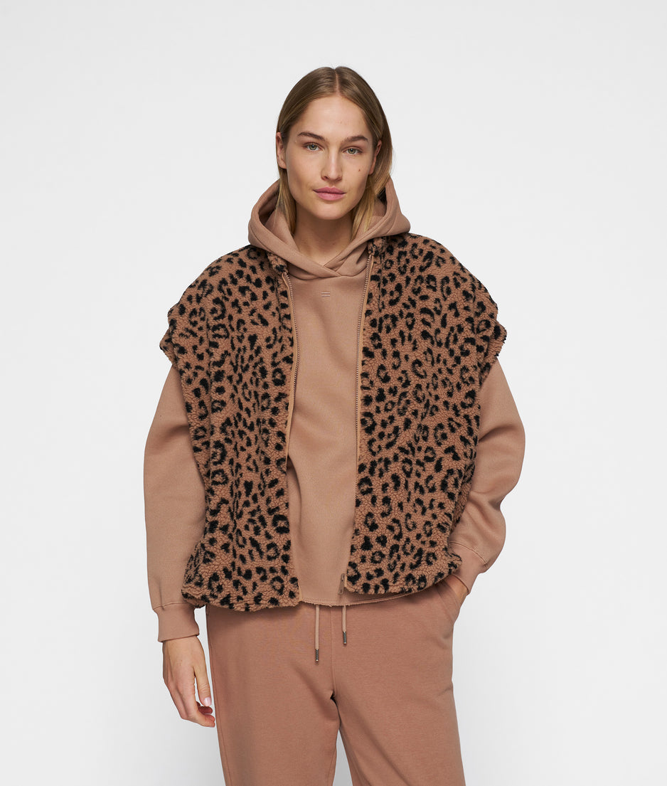 teddy gilet leopard | dark fudge