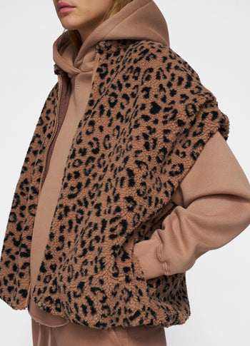 teddy gilet leopard | dark fudge