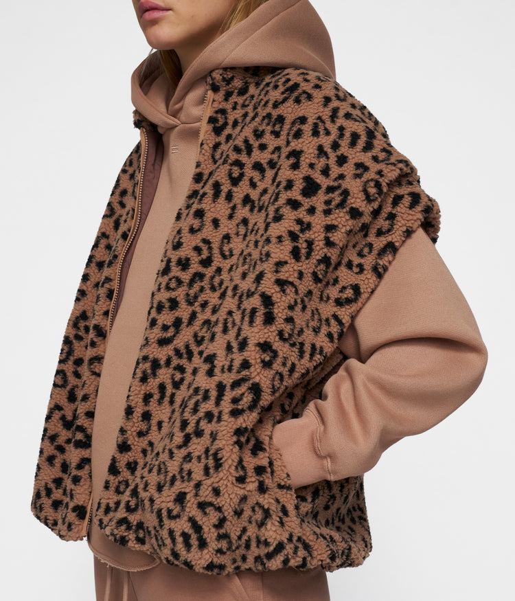 teddy gilet leopard | dark fudge